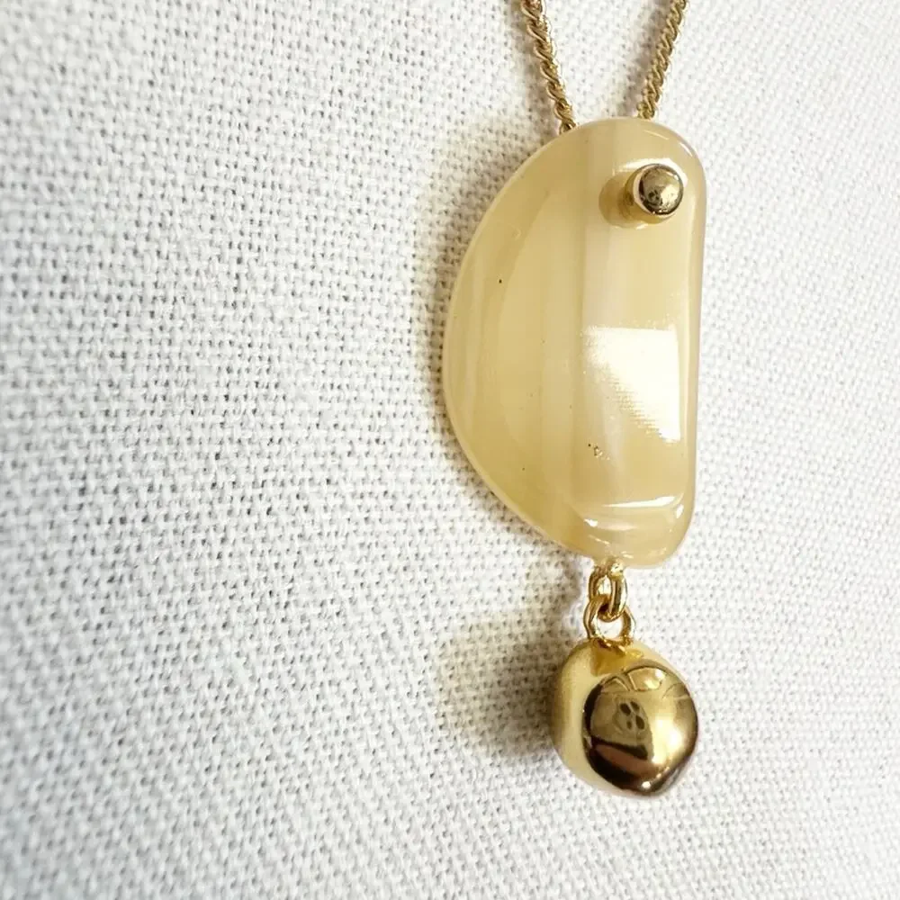 J Crew Lucite Gold tone Chain Necklace Long Pendant Casual Minimalist Preppy